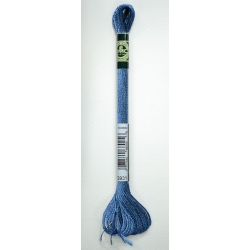 DMC Satin Floss S931 Medium Antique Blue Embroidery Thread