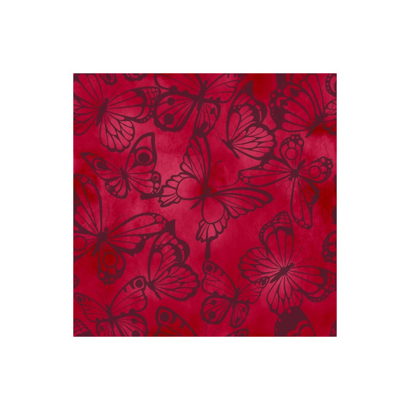 Butterflies CHERRY RED, 112cm Wide Cotton Fabric 1144A