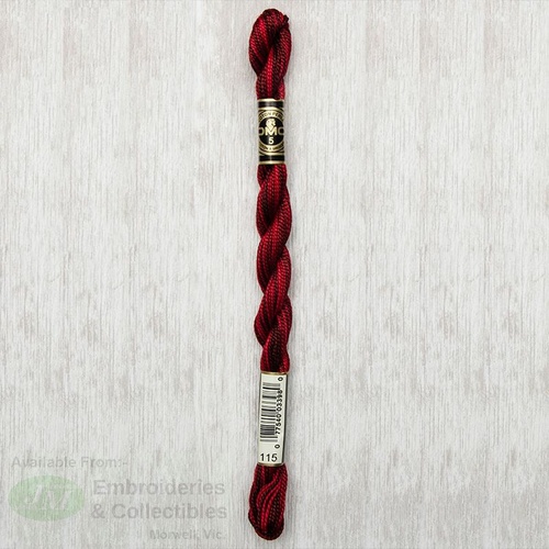 DMC Perle (Pearl) 5 Cotton, #115 VARIEGATED GARNET, (5g) 25m Skein