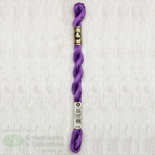 DMC Perle (Pearl) 5 Cotton, #208 VERY DARK LAVENDER, (5g) 25m Skein