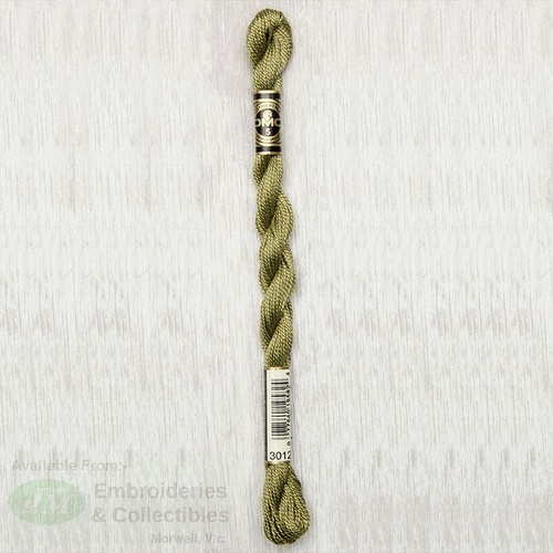 DMC Perle (Pearl) 5 Cotton, #3012 MEDIUM KHAKI GREEN, (5g) 25m Skein