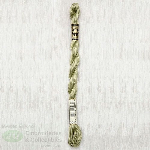 DMC Perle (Pearl) 5 Cotton, #3013 LIGHT KHAKI GREEN, (5g) 25m Skein