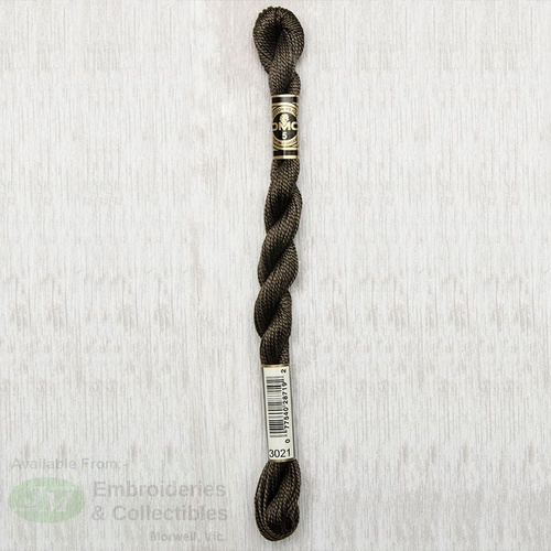 DMC Perle (Pearl) 5 Cotton, #3021 VERY DARK BROWN GRAY, (5g) 25m Skein