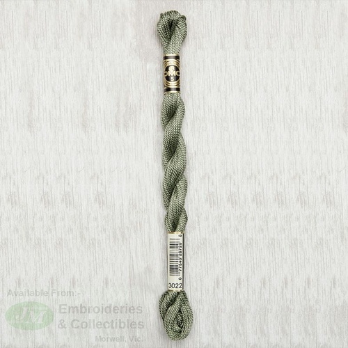 DMC Perle (Pearl) 5 Cotton, #3022 MEDIUM BROWN GRAY, (5g) 25m Skein