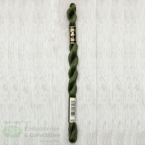 DMC Perle (Pearl) 5 Cotton, #3051 DARK GREEN GRAY, (5g) 25m Skein
