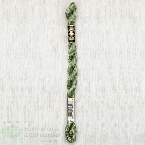 DMC Perle (Pearl) 5 Cotton, #3052 MEDIUM GREEN GRAY, (5g) 25m Skein