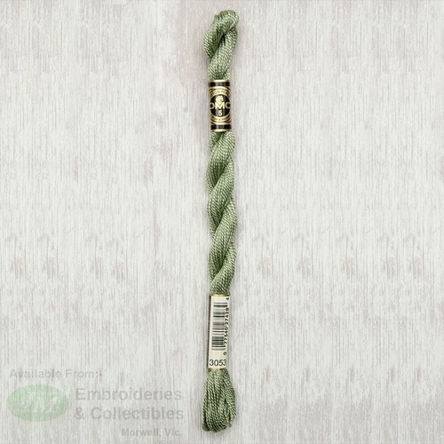 DMC Perle (Pearl) 5 Cotton, #3053 GREEN GRAY, (5g) 25m Skein