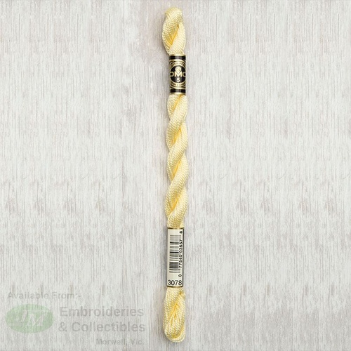 DMC Perle (Pearl) 5 Cotton, #3078 VERY LIGHT GOLDEN YELLOW, (5g) 25m Skein