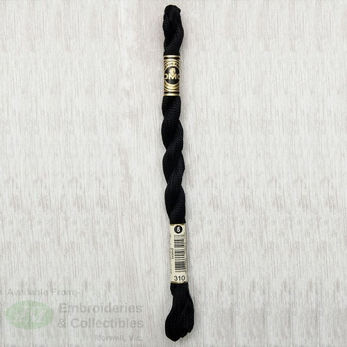 DMC Perle (Pearl) 5 Cotton, #310 BLACK, (5g) 25m Skein