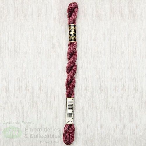DMC Perle (Pearl) 5 Cotton, #315 MEDIUM DARK ANTIQUE MAUVE, (5g) 25m Skein