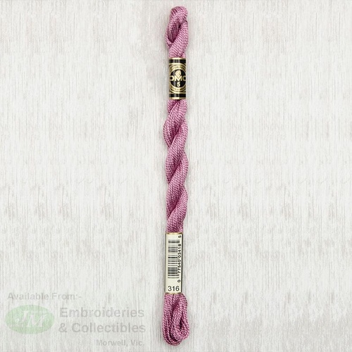 DMC Perle (Pearl) 5 Cotton, #316 MEDIUM ANTIQUE MAUVE, (5g) 25m Skein