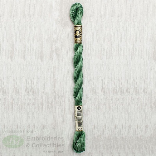 DMC Perle (Pearl) 5 Cotton, #320 MEDIUM PISTACHIO GREEN, (5g) 25m Skein