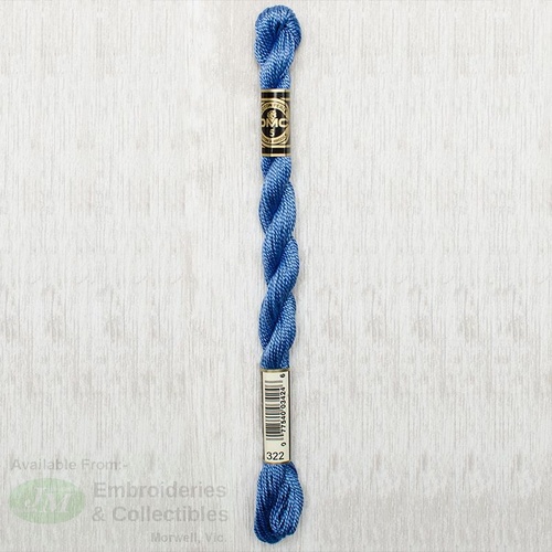 DMC Perle (Pearl) 5 Cotton, #322 DARK BABY BLUE, (5g) 25m Skein