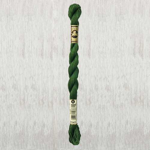 DMC Perle (Pearl) 5 Cotton, #3345 DARK HUNTER GREEN, (5g) 25m Skein