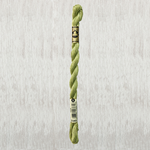 DMC Perle (Pearl) 5 Cotton, #3348 LIGHT YELLOW GREEN, (5g) 25m Skein