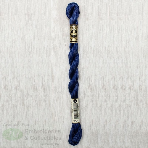 DMC Perle (Pearl) 5 Cotton, #336 NAVY BLUE, (5g) 25m Skein