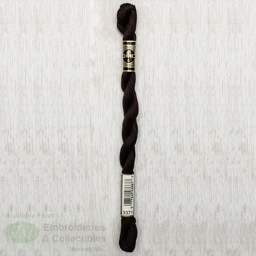 DMC Perle (Pearl) 5 Cotton, #3371 BLACK BROWN, (5g) 25m Skein