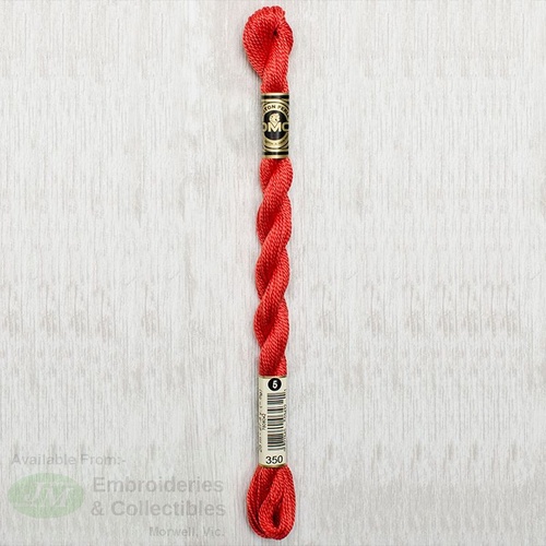 DMC Perle (Pearl) 5 Cotton, #350 MEDIUM CORAL, (5g) 25m Skein