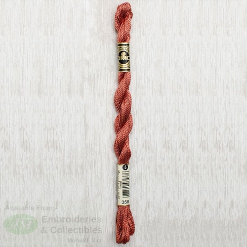 DMC Perle (Pearl) 5 Cotton, #356 MEDIUM TERRA COTTA, (5g) 25m Skein