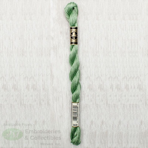 DMC Perle (Pearl) 5 Cotton, #368 LIGHT PISTACHIO GREEN, (5g) 25m Skein