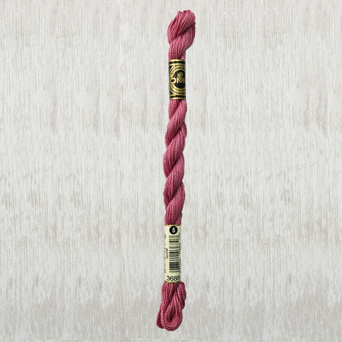 DMC Perle (Pearl) 5 Cotton, #3688 MEDIUM MAUVE, (5g) 25m Skein