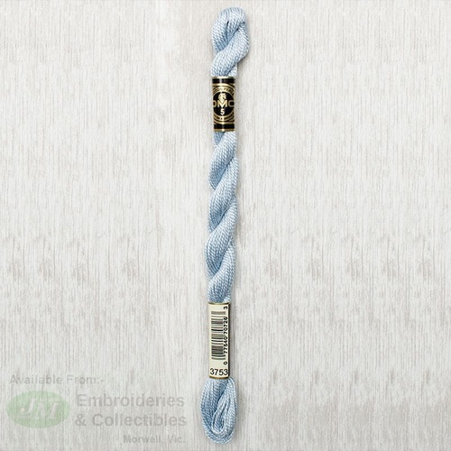 DMC Perle (Pearl) 5 Cotton, #3753 ULTRA LIGHT ANTIQUE BLUE, (5g) 25m Skein