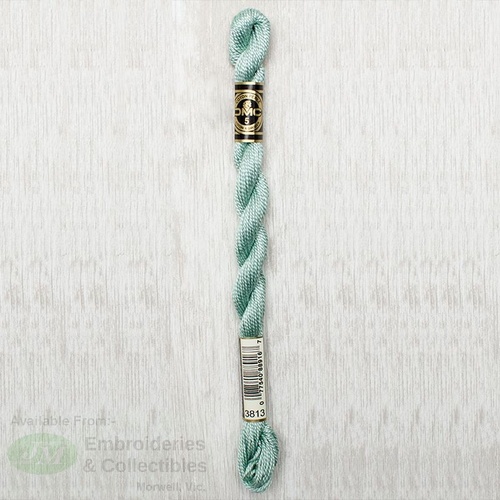 DMC Perle (Pearl) 5 Cotton, #3813 LIGHT BLUE GREEN, (5g) 25m Skein