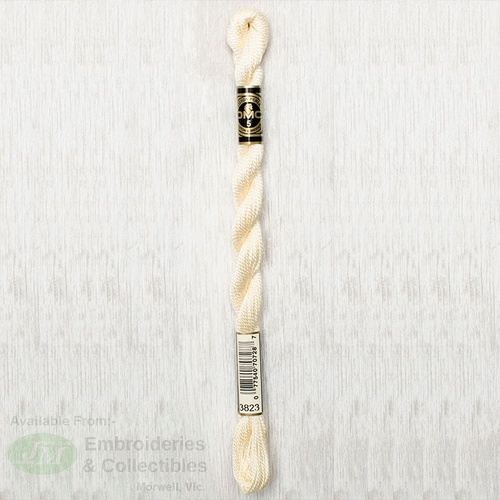 DMC Perle (Pearl) 5 Cotton, #3823 ULTRA PALE YELLOW, (5g) 25m Skein