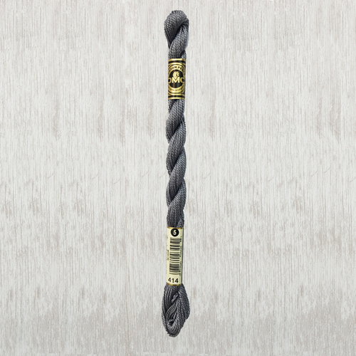 DMC Perle (Pearl) 5 Cotton, #414 DARK STEEL GRAY, (5g) 25m Skein