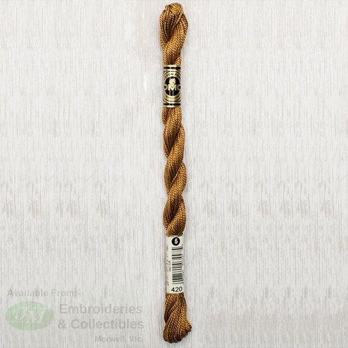 DMC Perle (Pearl) 5 Cotton, #420 DARK HAZELNUT BROWN, (5g) 25m Skein
