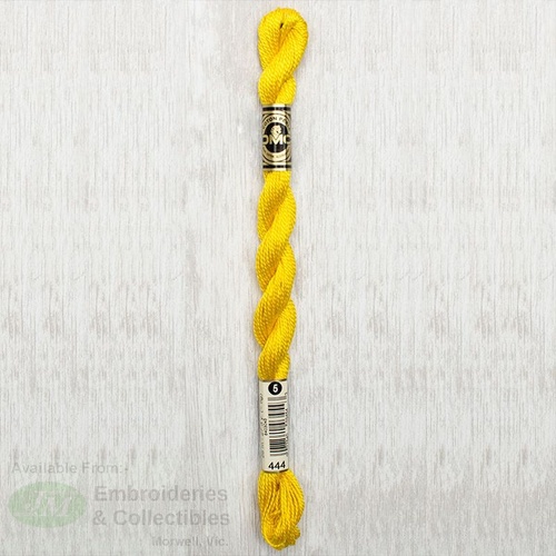 DMC Perle (Pearl) 5 Cotton, #444 DARK LEMON, (5g) 25m Skein