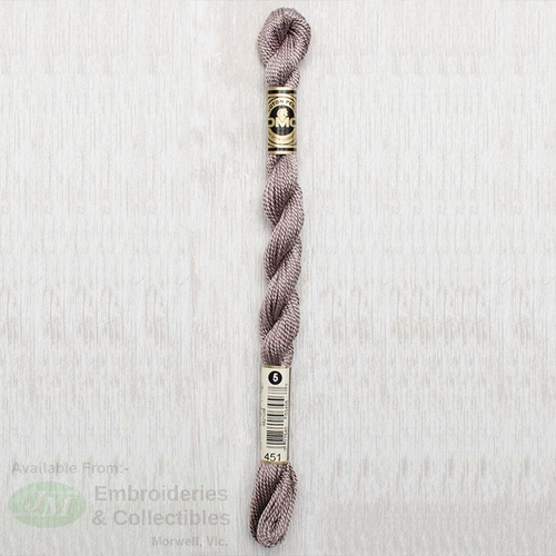 DMC Perle (Pearl) 5 Cotton, #451 DARK SHELL GRAY, (5g) 25m Skein