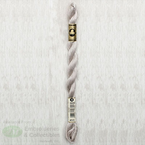 DMC Perle (Pearl) 5 Cotton, #453 LIGHT SHELL GRAY, (5g) 25m Skein