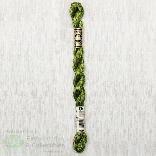 DMC Perle (Pearl) 5 Cotton, #469 AVOCADO GREEN, (5g) 25m Skein