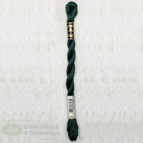 DMC Perle (Pearl) 5 Cotton, #500 VERY DARK BLUE GREEN, (5g) 25m Skein