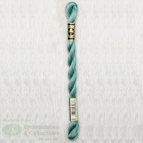 DMC Perle (Pearl) 5 Cotton, #503 MEDIUM BLUE GREEN, (5g) 25m Skein