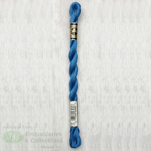 DMC Perle (Pearl) 5 Cotton, #517 DARK WEDGEWOOD BLUE, (5g) 25m Skein
