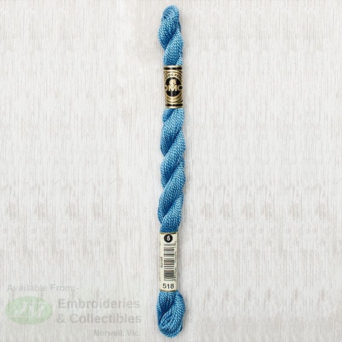 DMC Perle (Pearl) 5 Cotton, #518 LIGHT WEDGEWOOD BLUE, (5g) 25m Skein