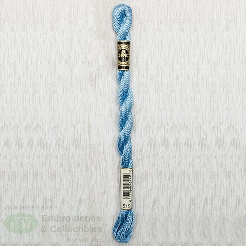 DMC Perle (Pearl) 5 Cotton, #519 SKY BLUE, (5g) 25m Skein