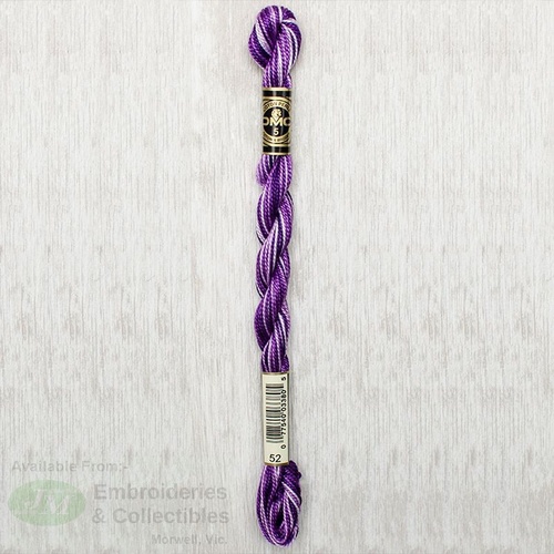 DMC Perle (Pearl) 5 Cotton, #52 VARIEGATED VIOLET, (5g) 25m Skein