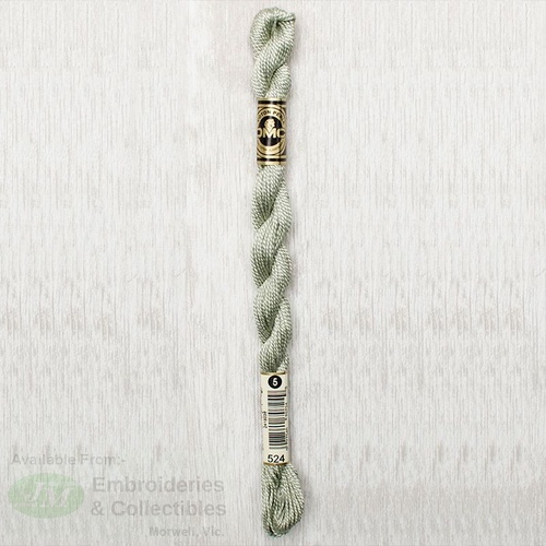 DMC Perle (Pearl) 5 Cotton, #524 VERY LIGHT FERN GREEN, (5g) 25m Skein
