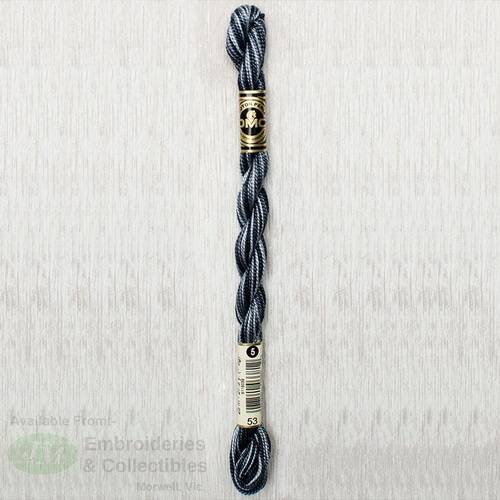 DMC Perle (Pearl) 5 Cotton, #53 VARIATED STEEL GRAY, (5g) 25m Skein