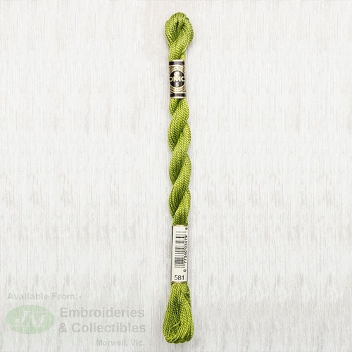 DMC Perle (Pearl) 5 Cotton, #581 MOSS GREEN, (5g) 25m Skein