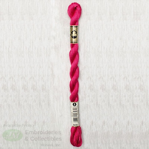 DMC Perle (Pearl) 5 Cotton, #600 VERY DARK CRANBERRY, (5g) 25m Skein