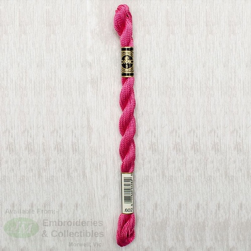 DMC Perle (Pearl) 5 Cotton, #602 MEDIUM CRANBERRY, (5g) 25m Skein