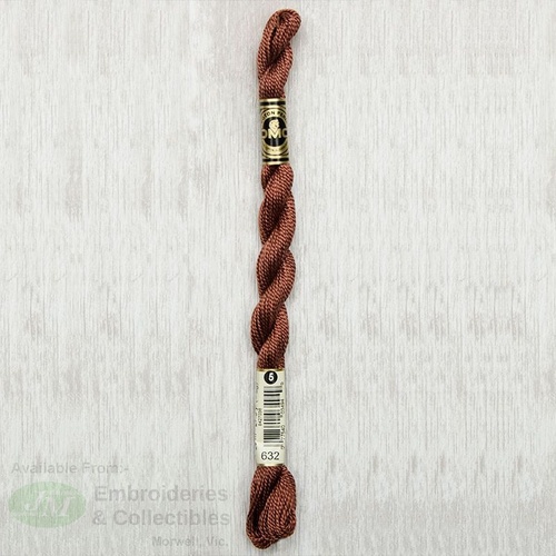 DMC Perle (Pearl) 5 Cotton, #632 ULTRA DARK DESERT SAND, (5g) 25m Skein