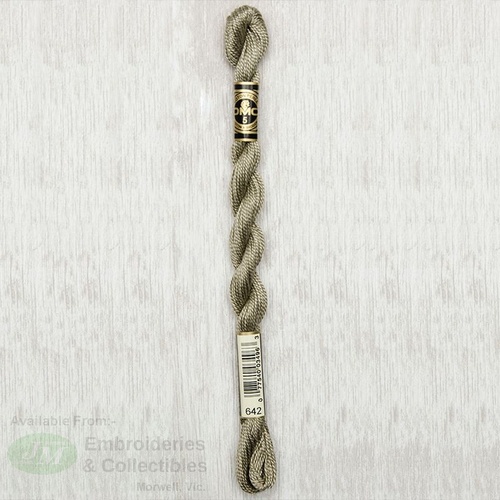 DMC Perle (Pearl) 5 Cotton, #642 DARK BEIGE GRAY, (5g) 25m Skein