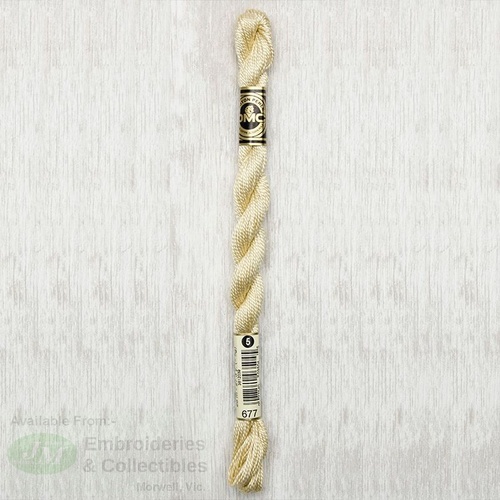DMC Perle (Pearl) 5 Cotton, #677 VERY LIGHT OLD GOLD, (5g) 25m Skein