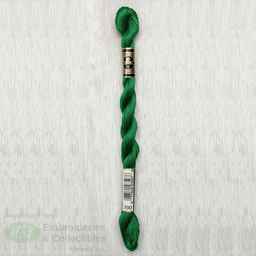 DMC Perle (Pearl) 5 Cotton, #700 BRIGHT GREEN, (5g) 25m Skein