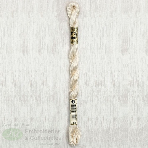 DMC Perle (Pearl) 5 Cotton, #712 CREAM, (5g) 25m Skein